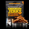 Verpakking van chicken jerky met stukjes gedroogde kip