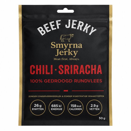 Beef Jerky Chili-Sriracha – 100% Rundvlees – 3 x 50 g
