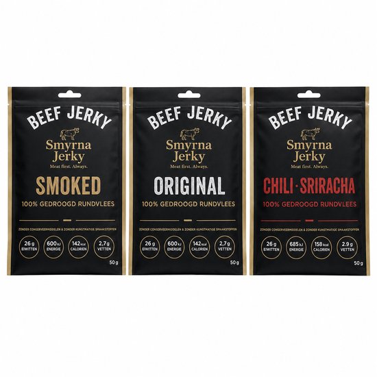 Beef Jerky Mega Mix – 12 x 50g – 3 Smaken