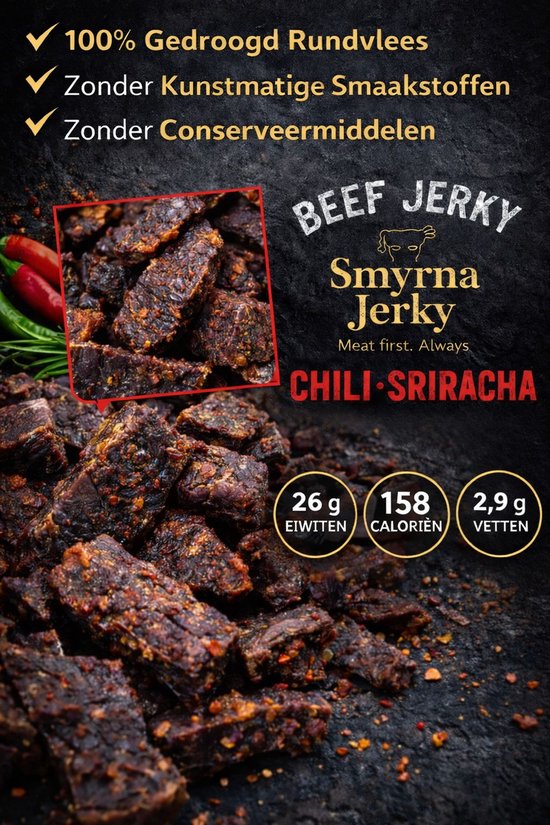 Beef Jerky Chili-Sriracha – 100% Rundvlees – 3 x 50 g