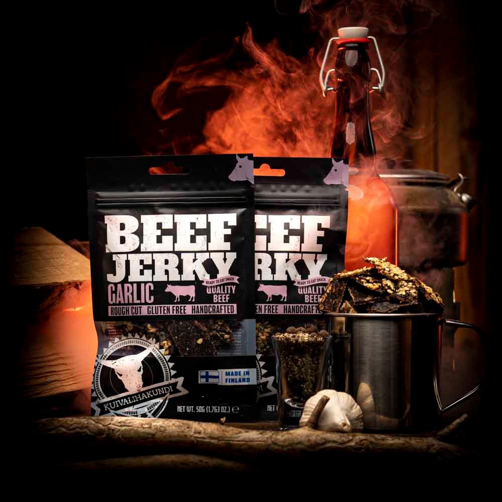 Verpakking van beef jerky garlic smaak